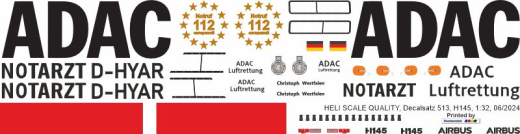 H145 / EC 145T2 - ADAC - D-HYAR Christoph Westfalen - Decal 513