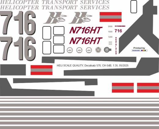 CH-54B / S-64F - Helicopter Transport Service - N716HT - Decal 576