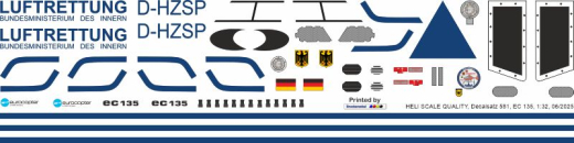 EC 135 - Luftrettung BMI - D-HZSP Christopoh 4 - Decal 581